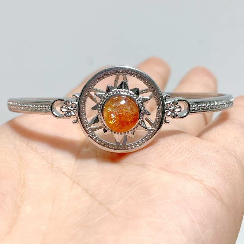Open Bangle Sunstone Adjustable Alloy Bracelet Wholesale - Wholesale Crystals