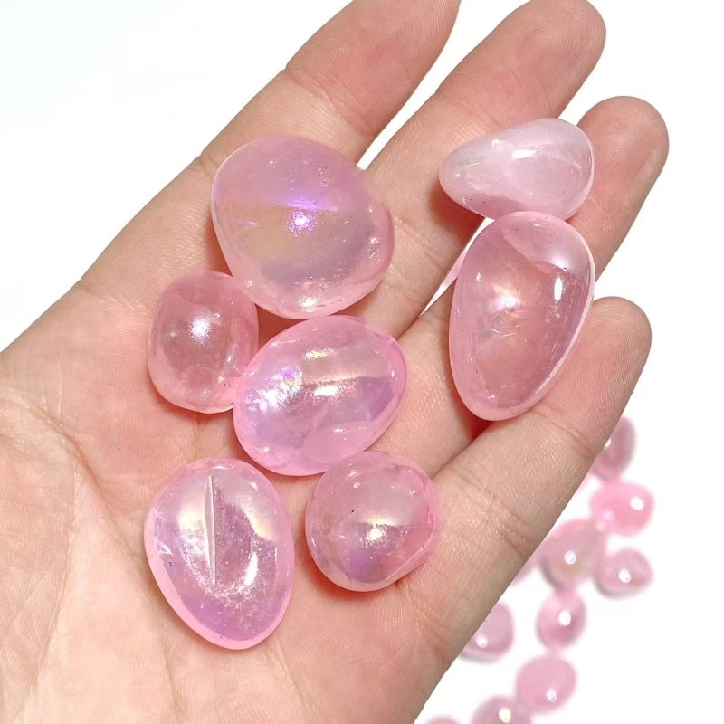Pink Aura Rose Quartz Small Tumbled Wholesale Clearance - Wholesale Crystals