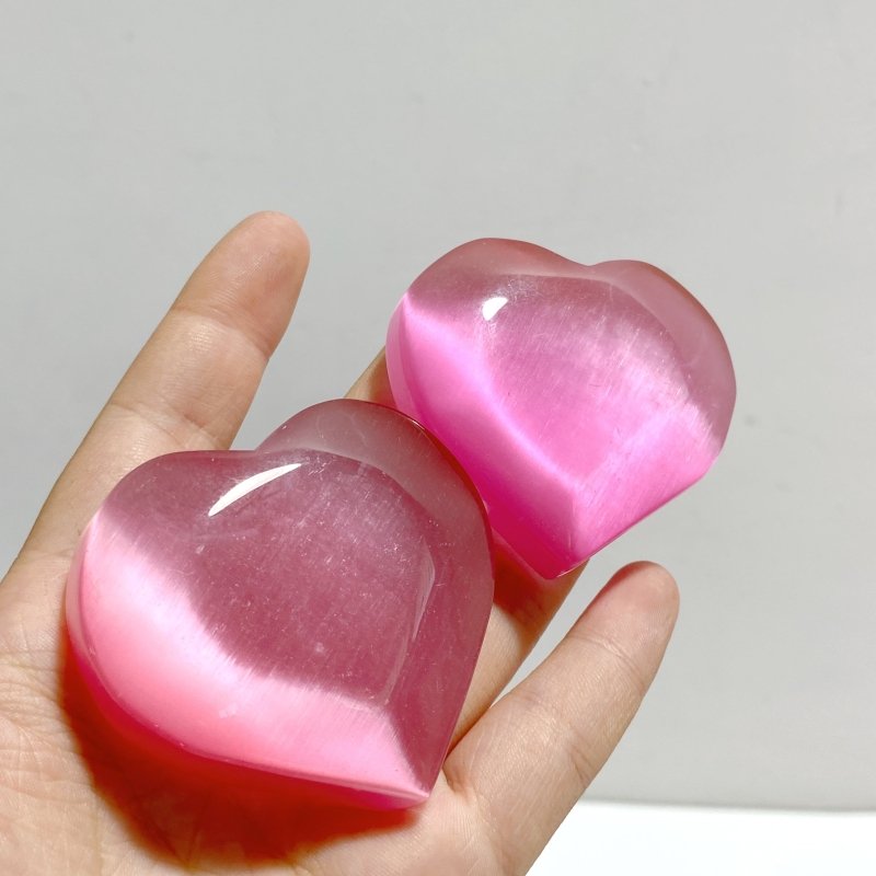 Pink Glass Cat Eye Heart Wholesale - Wholesale Crystals