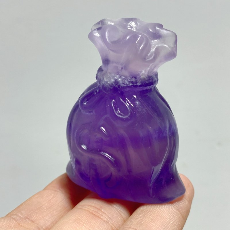 Purple Fluorite Money Bag Carving Wholesale - Wholesale Crystals