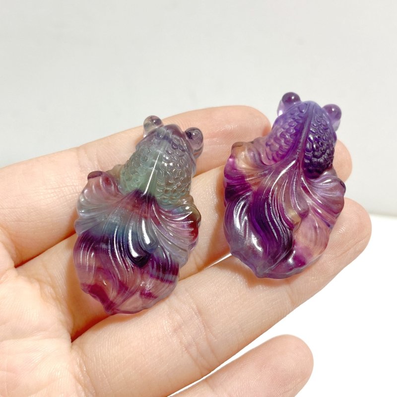 Rainbow Fluorite Carving Goldfish Pendant -Wholesale Crystals