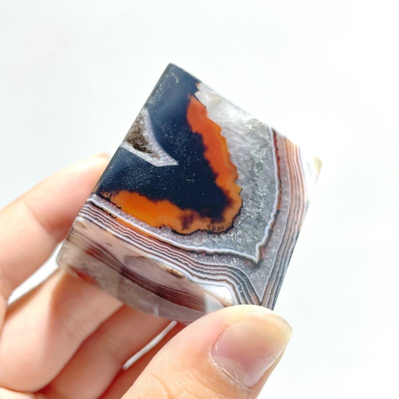 Red&Black Stripe Agate Mixed Quartz Standable Cube Wholesale - Wholesale Crystals