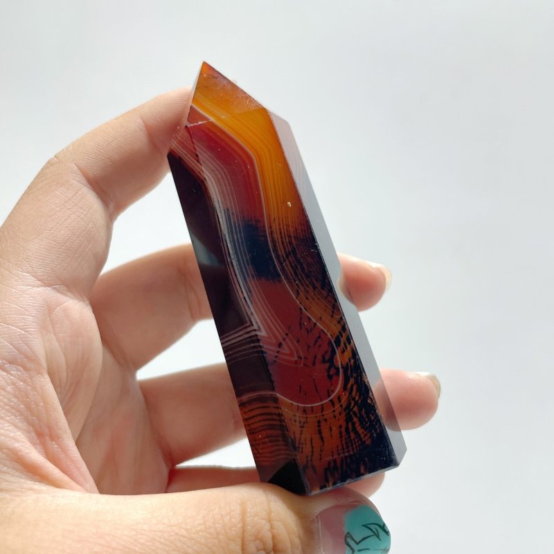 Red&Black Stripe Agate Tower Point Wholesale - Wholesale Crystals