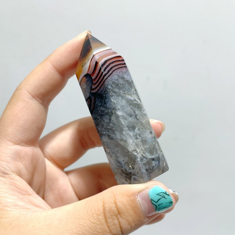 Red&Black Stripe Agate Tower Point Wholesale - Wholesale Crystals