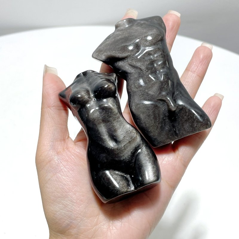 Silver Sheen Obsidian Men And Women Model Body Goddess Carving Wholesale - Wholesale Crystals