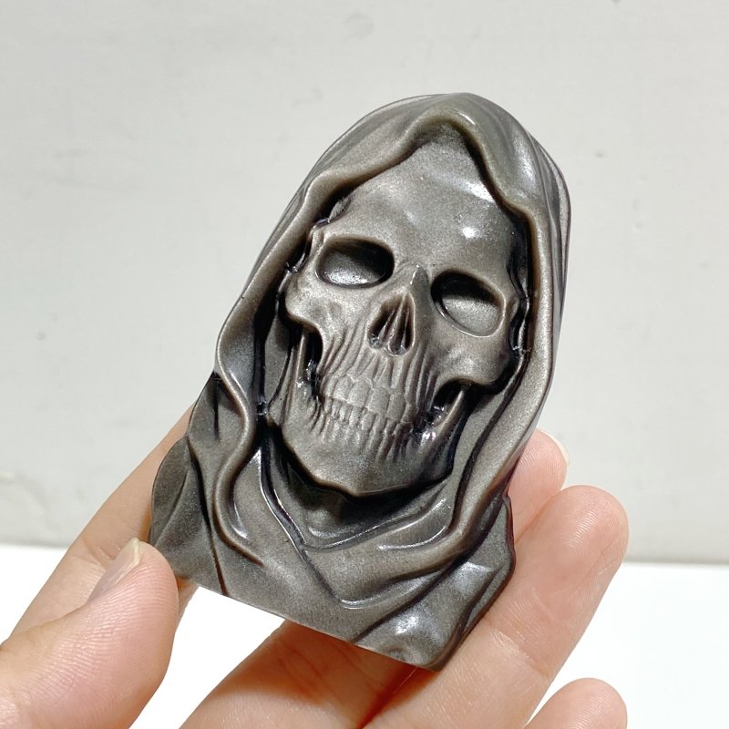 Silver Sheen Obsidian Skull Carving Wholesale -Wholesale Crystals