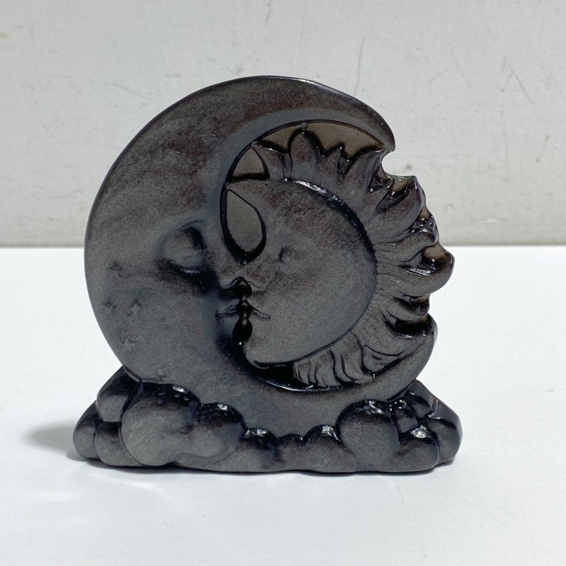 Silver Sheen Obsidian Sun & Moon Face Carving Wholesale -Wholesale Crystals