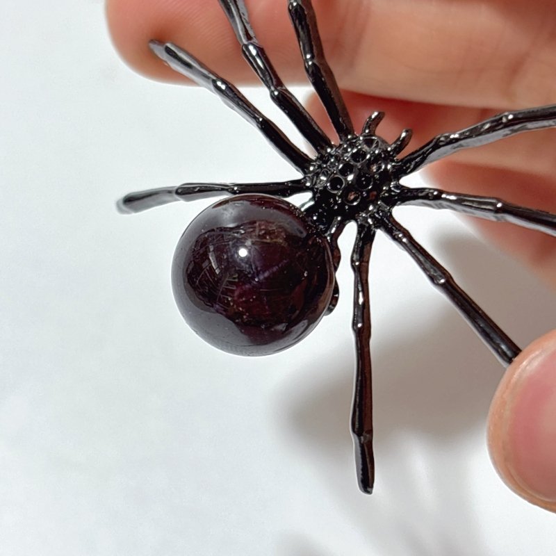 Six Star Line Garnet Crystal Sphere Spider Ornament Handmade Alloy Spider Wholesale -Wholesale Crystals