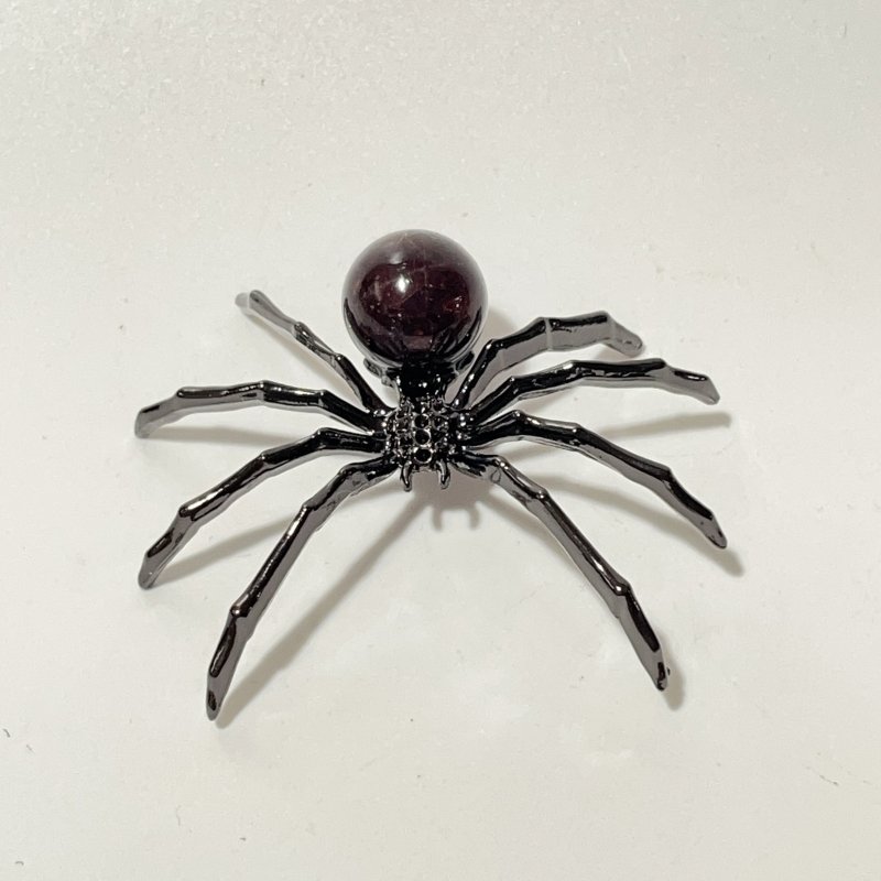 Six Star Line Garnet Crystal Sphere Spider Ornament Handmade Alloy Spider Wholesale -Wholesale Crystals