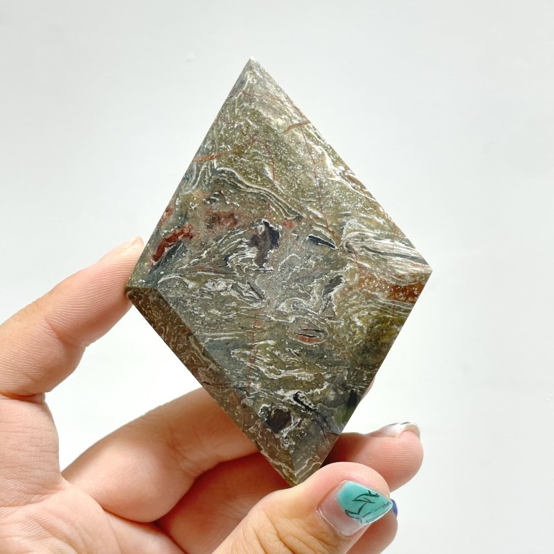 Stripe Ocean Jasper Rhombus Shaped Carving Wholesale - Wholesale Crystals