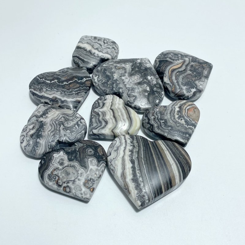 Stripe Yellow/Grey Calcite Heart Wholesale - Wholesale Crystals