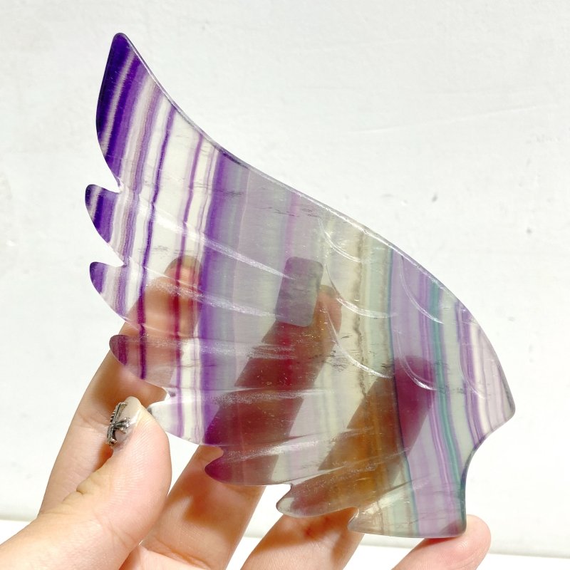 Symmetrical Fluorite Heart Wing Carving With Stand -Wholesale Crystals
