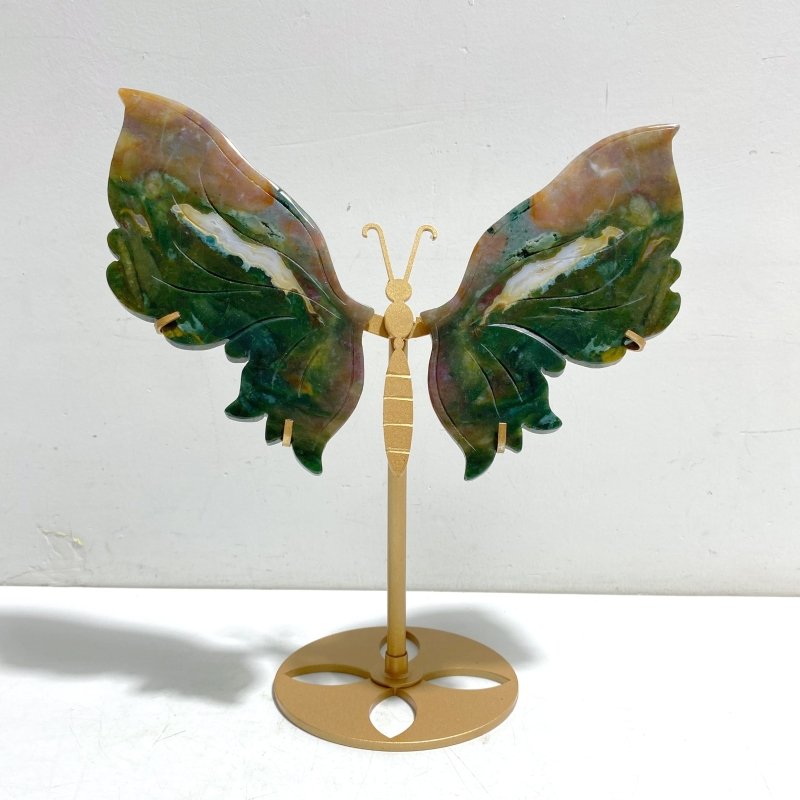 Symmetry Butterfly Wing With Stand Ocean Jasper - Wholesale Crystals