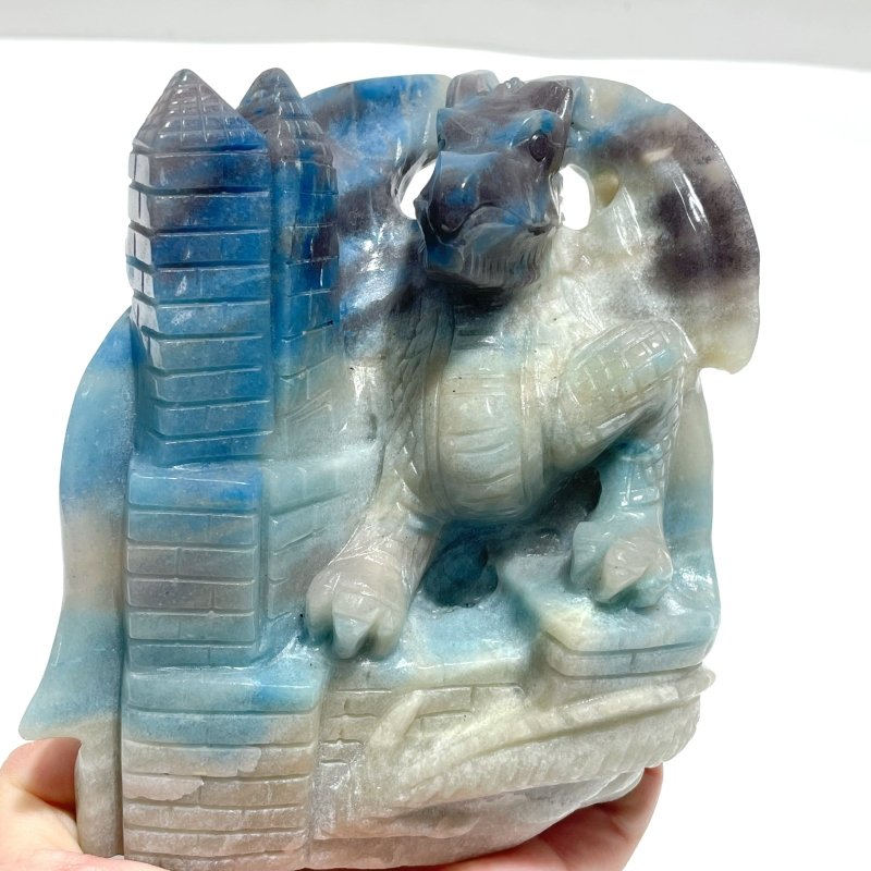 Trolleite Flying Dragon With Castle Carving - Wholesale Crystals