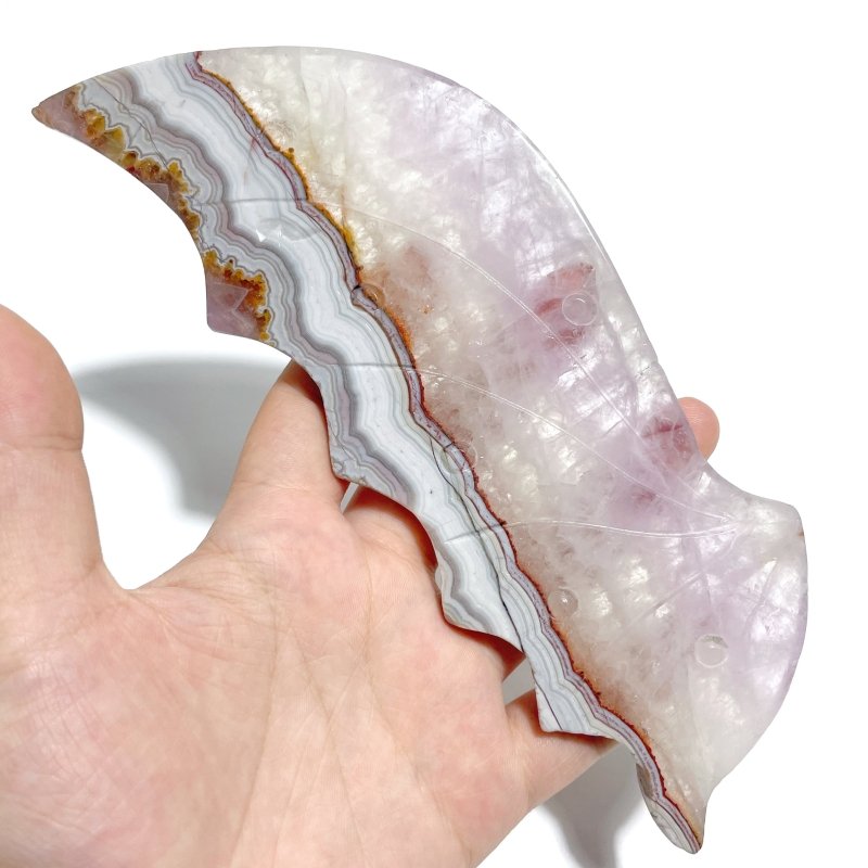 Unique Amethyst Mixed Agate Flying Dragon Wing Carving With Stand - Wholesale Crystals