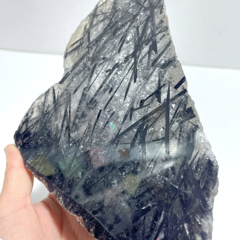 Unique Black Tourmaline Slab With Stand 4 - Wholesale Crystals