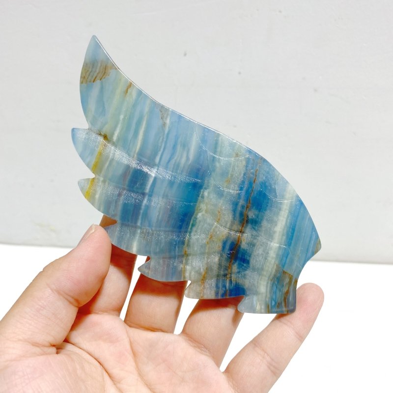 Unique Blue Onyx Heart Wing Carving With Stand - Wholesale Crystals