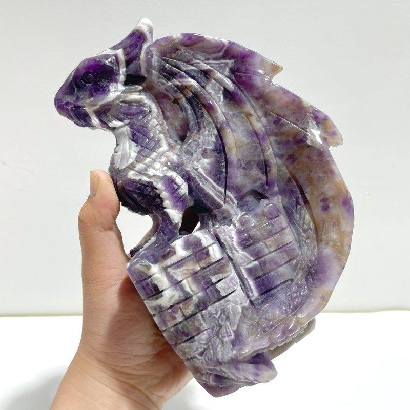 Unique Chevron Amethyst Dragon Castle Carving - Wholesale Crystals