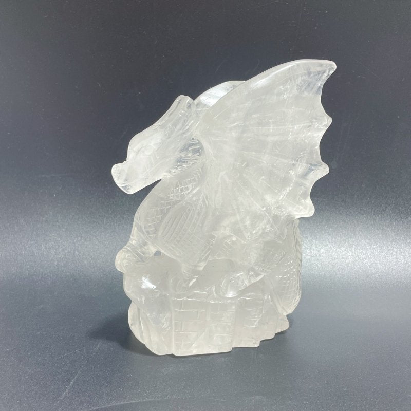 Unique Clear Quartz Flying Dragon Castle Carving 1 - Wholesale Crystals