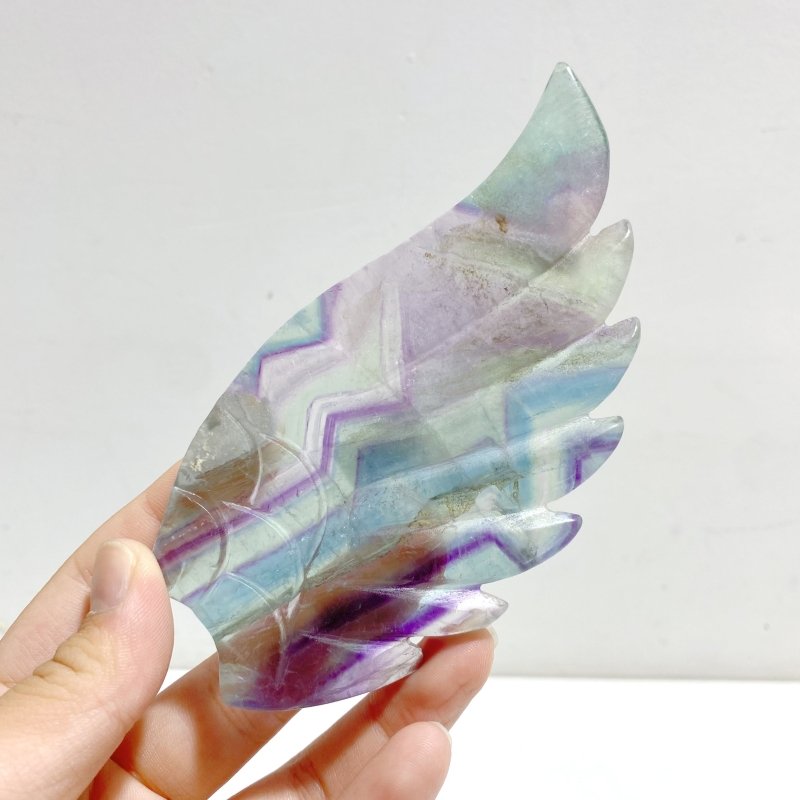 Unique Fluorite Heart Wing Carving With Stand - Wholesale Crystals