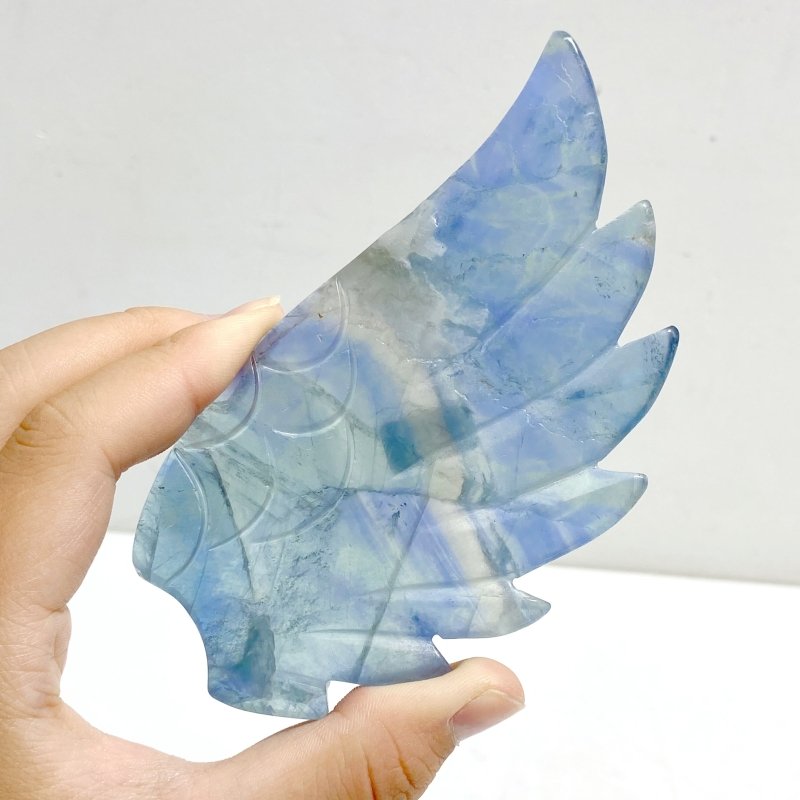 Unique Fluorite Heart Wing Carving With Stand - Wholesale Crystals