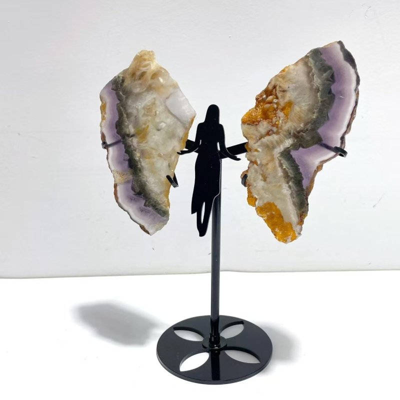 Unique Fluorite Mixed Pyrite Angel Wing With Stand - Wholesale Crystals