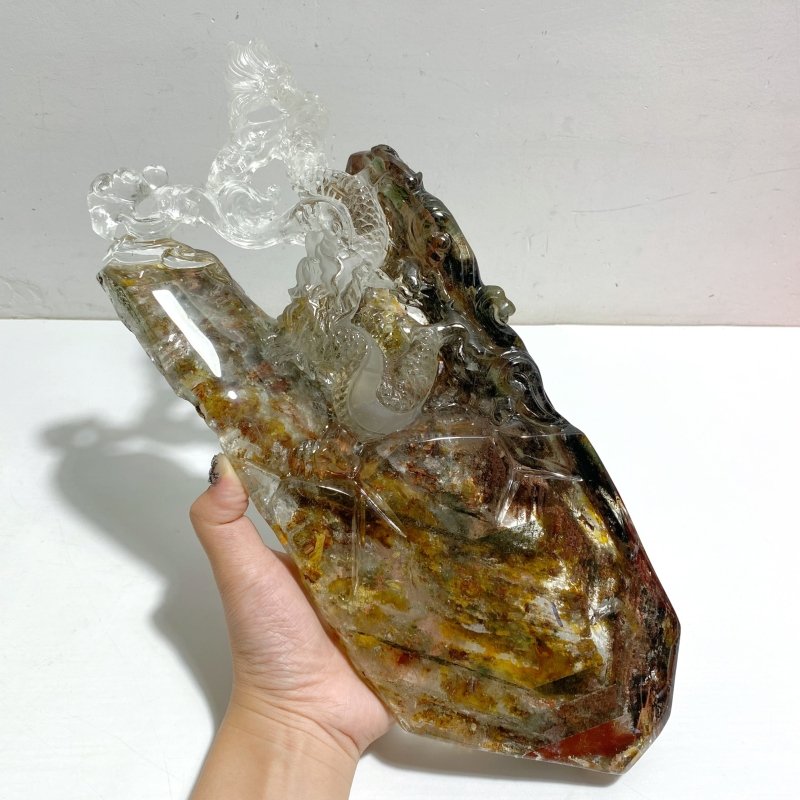 Unique Garden Quartz Chinese Dragon Carving Home Decor -Wholesale Crystals