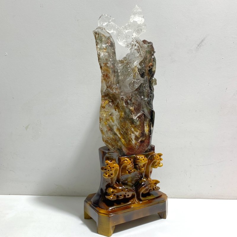 Unique Garden Quartz Chinese Dragon Carving Home Decor -Wholesale Crystals