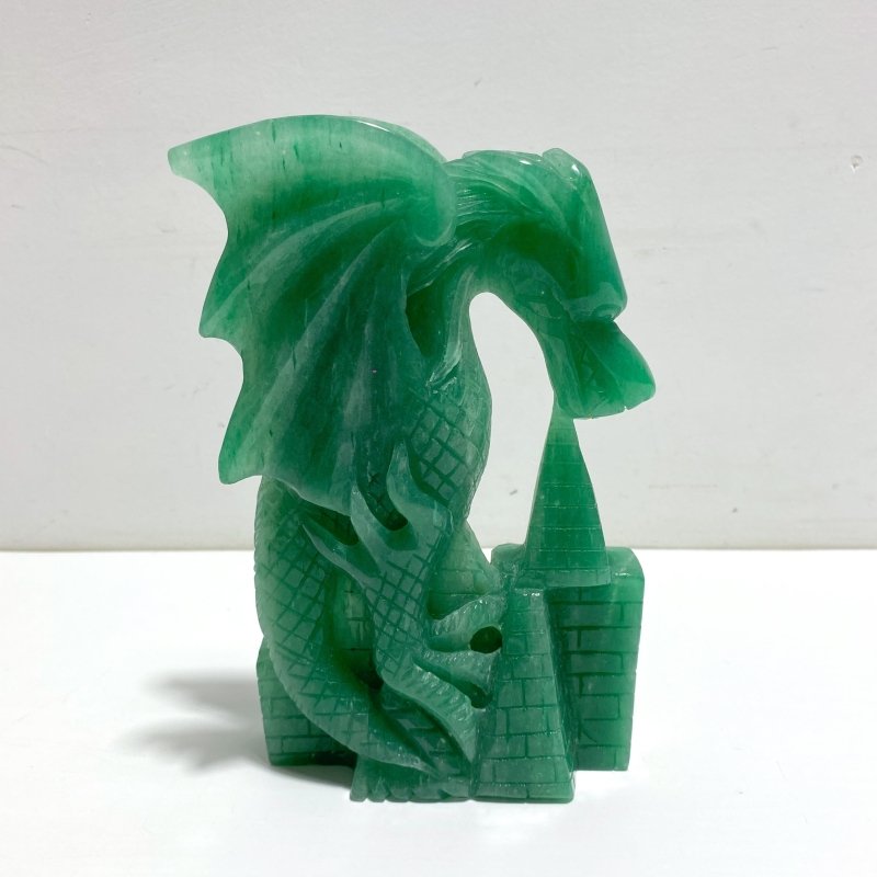 Unique Green Aventurine Flying Dragon Castle Carving 3 - Wholesale Crystals