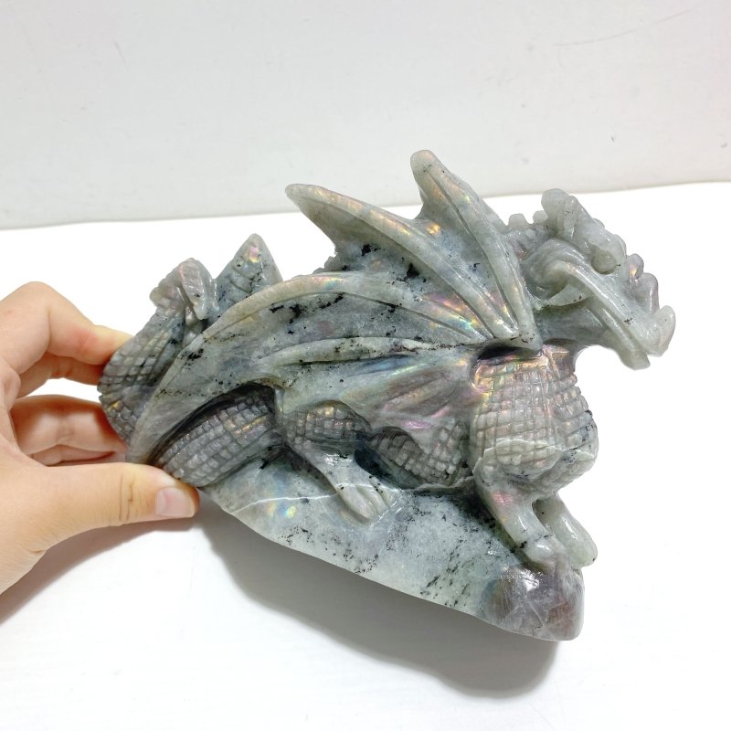 Unique Labradorite Flying Dragon Castle Carving - Wholesale Crystals