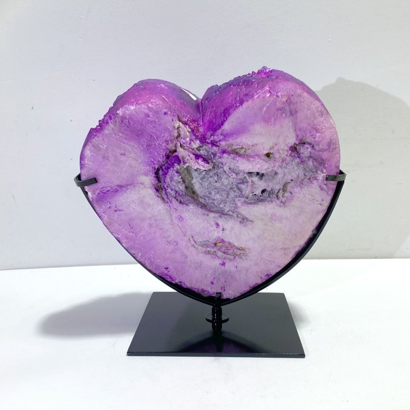 Unique Large Aura Purple Quartz Cluster Heart With Stand 6 - Wholesale Crystals