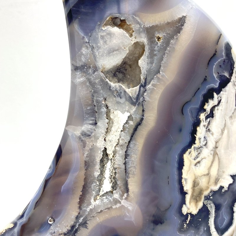 Unique Large Geode Druzy Volcano Agate Moon Carving With Stand(UV - Reactive) 8 - Wholesale Crystals