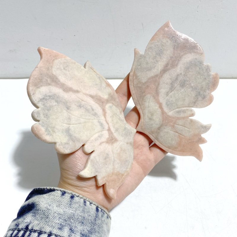 Unique Pink Agate Butterfly Wing Carving With Stand - Wholesale Crystals