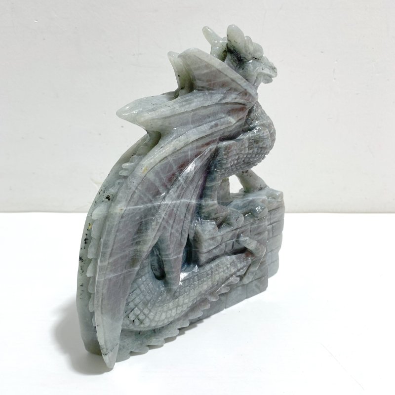 Unique Purple Labradorite Flying Dragon Castle Carving - Wholesale Crystals