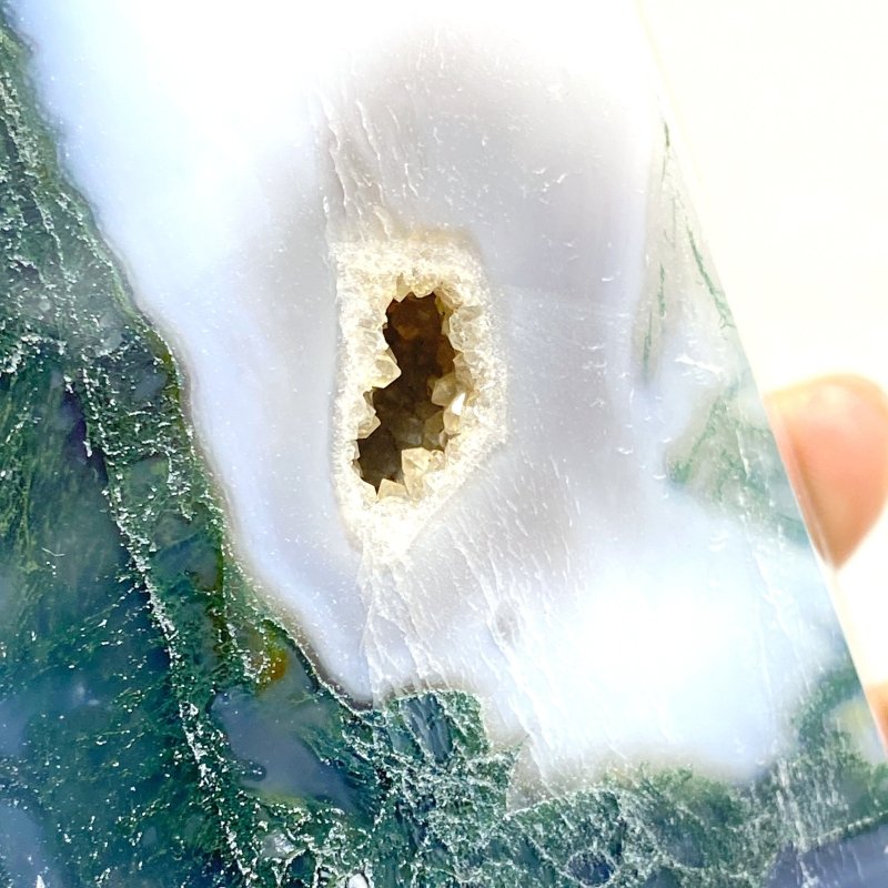 Unique Tall Geode Druzy Moss Agate Point - Wholesale Crystals