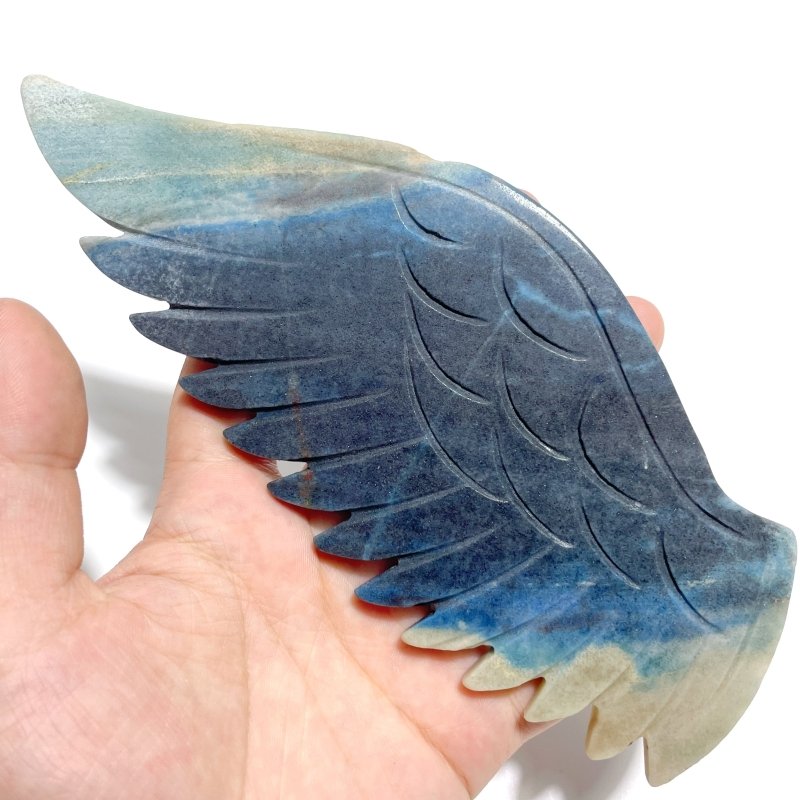 Unique Trolleite Stone Eagle Wing Carving With Stand A04 - Wholesale Crystals