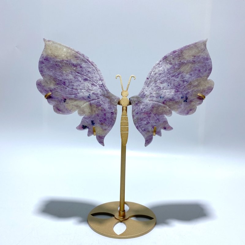 Unique Unicorn Stone Butterfly Wing Carving With Stand - Wholesale Crystals