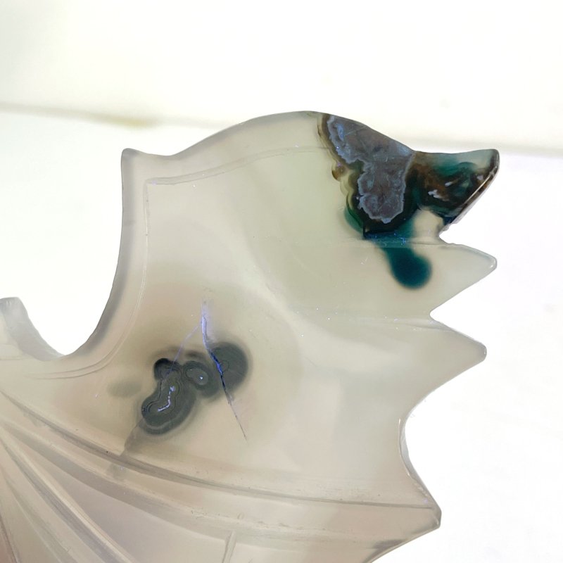 Unique Volcano Agate Demon And Angel Wing Carving With Stand (UV - Reactive) - Wholesale Crystals