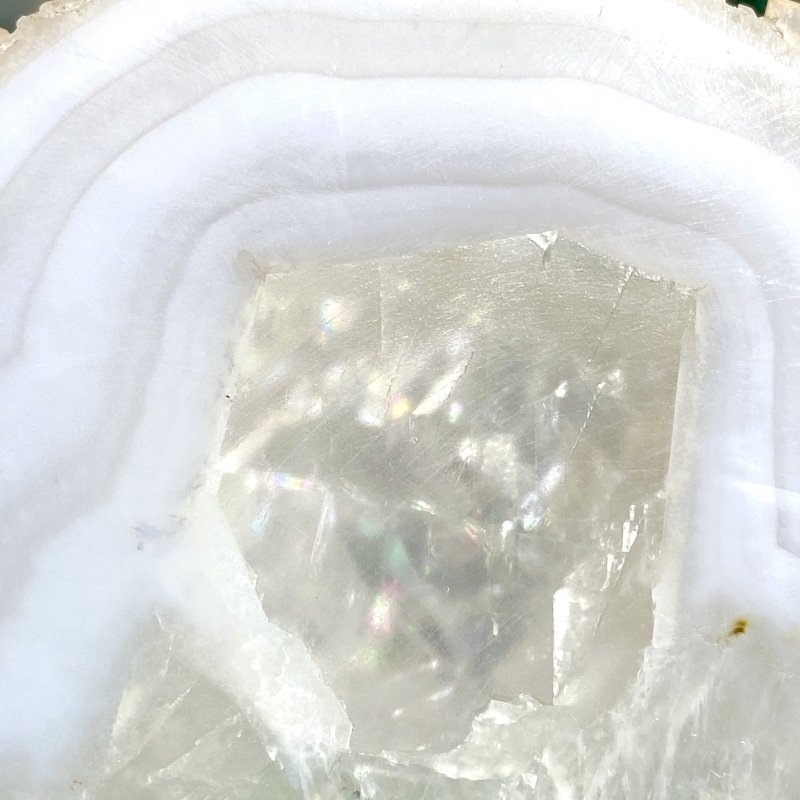 Very Large Geode Druzy Moss Agate Butterfly Wing Carving With Stand - Wholesale Crystals