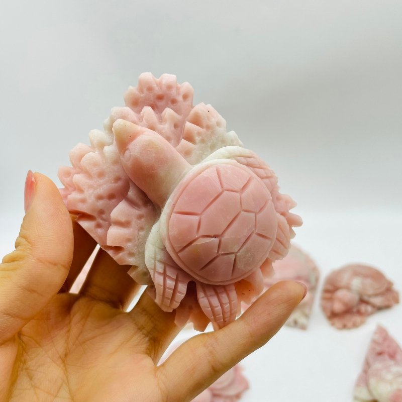 10 Pieces Beautiful Pink Opal Sea Turtle Carving -Wholesale Crystals
