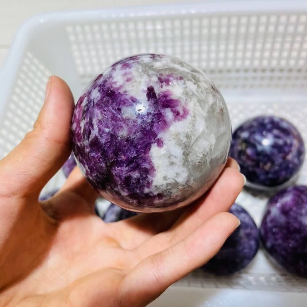 10 Pieces Spark Lepidolite Spheres -Wholesale Crystals