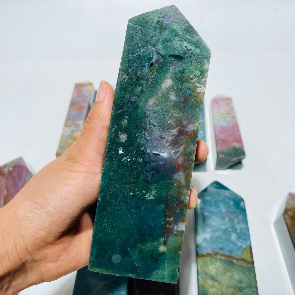11 Pieces Colorful Ocean Jasper Four-Sided Tower Points -Wholesale Crystals
