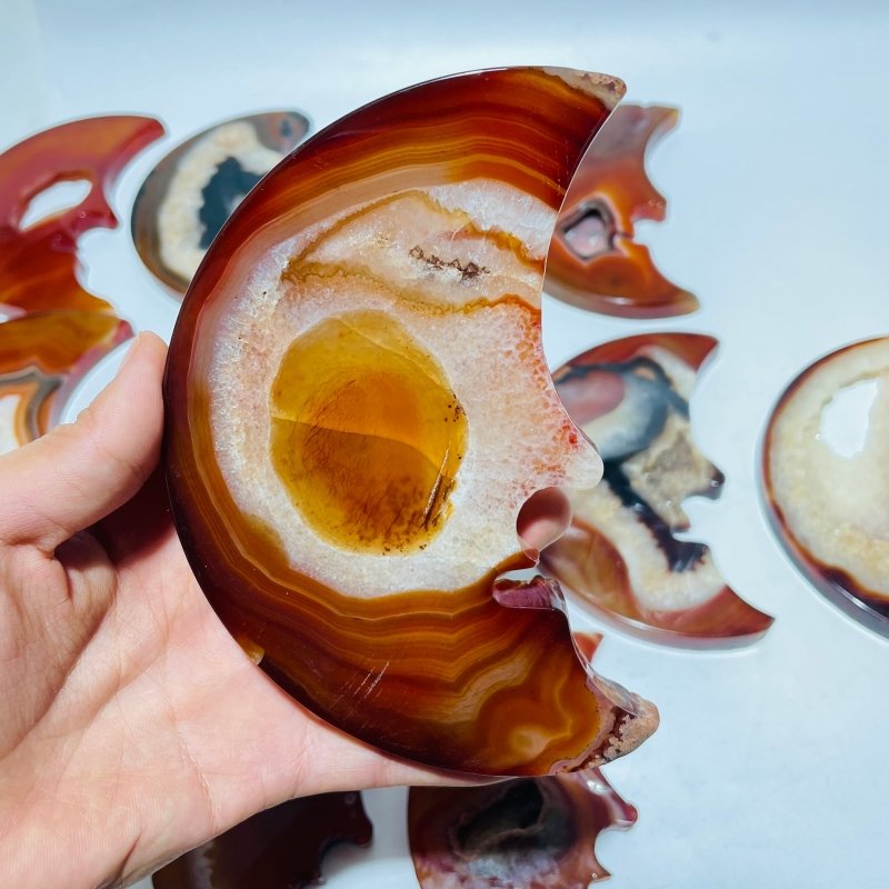 12 Pieces Large Carnelian Moon Face Carving -Wholesale Crystals