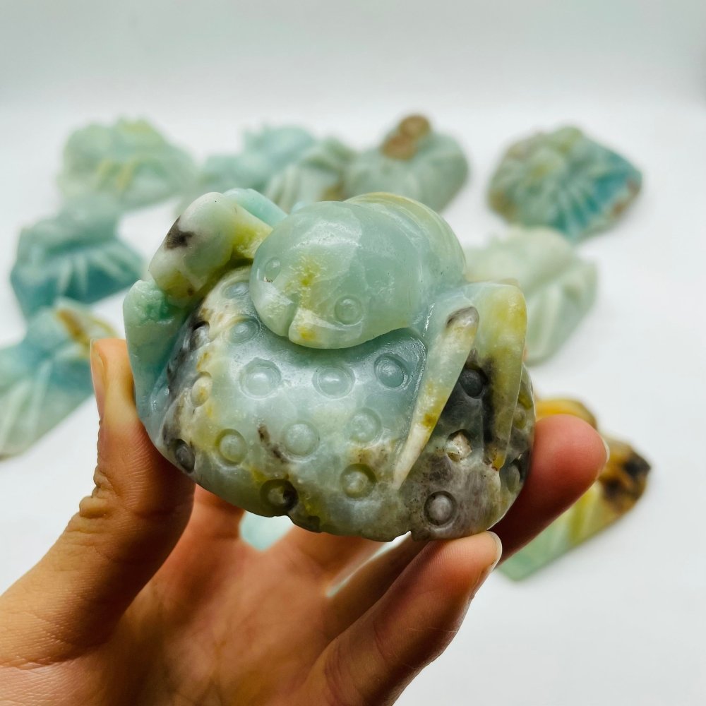 13 Pieces Caribbean Calcite Spider Carving -Wholesale Crystals