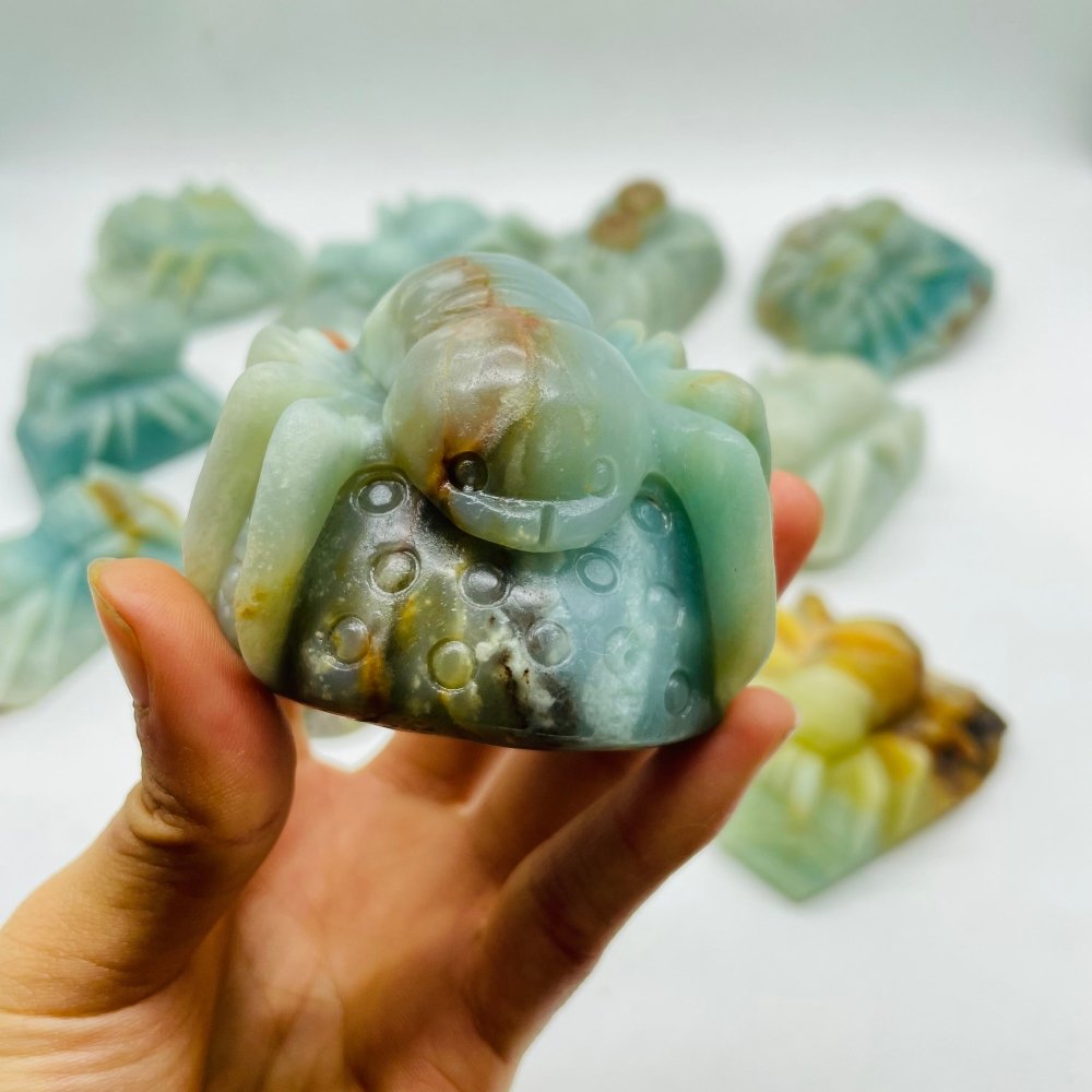 13 Pieces Caribbean Calcite Spider Carving -Wholesale Crystals