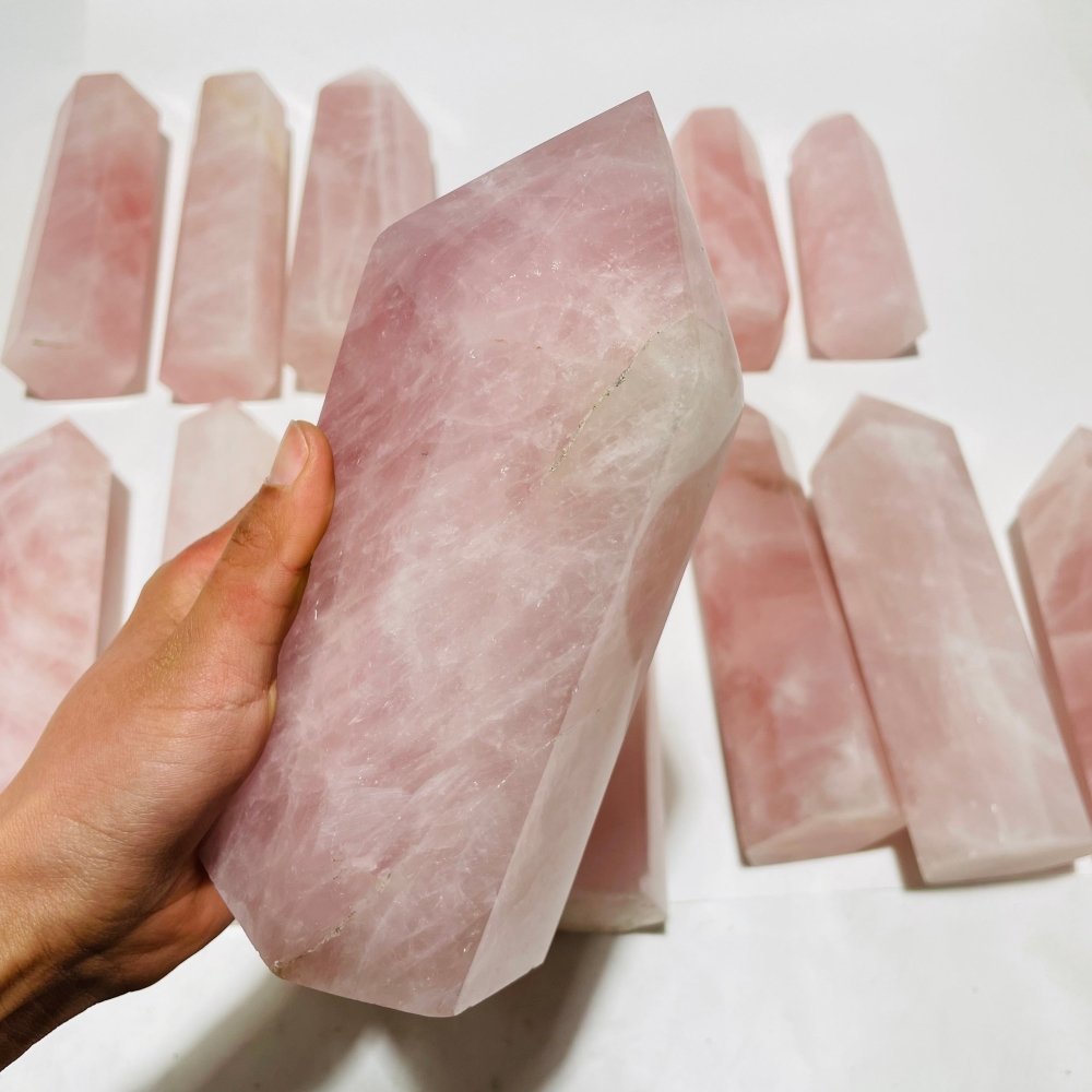 13 Pieces Large Rose Quartz Tower Points -Wholesale Crystals