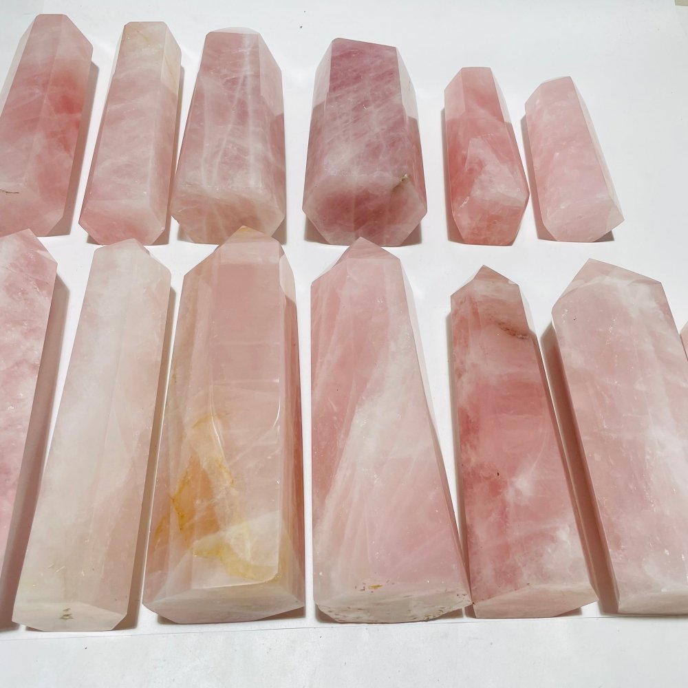 13 Pieces Large Rose Quartz Tower Points -Wholesale Crystals