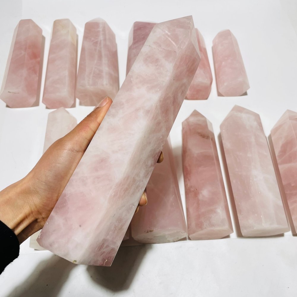 13 Pieces Large Rose Quartz Tower Points -Wholesale Crystals