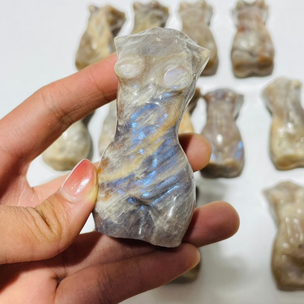 14 Pieces Moonstone Mixed Sunstone Goddess Carving Closeout -Wholesale Crystals