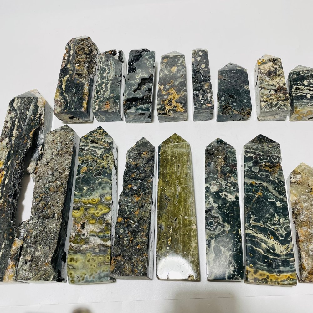 16 Pieces Green Sea Jasper Druzy Geode Tower Points -Wholesale Crystals